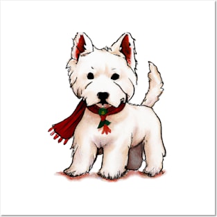 Cute West Highland White Terrier Drawing Posters and Art